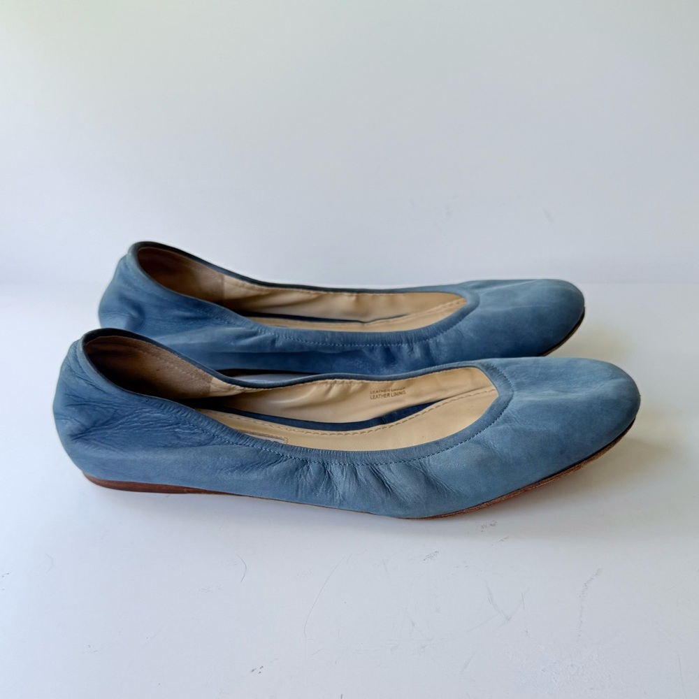Vera Wang Lavendar Label Leather Ballet Flats in Blue Shimmer Size 8 - Picture 5 of 16